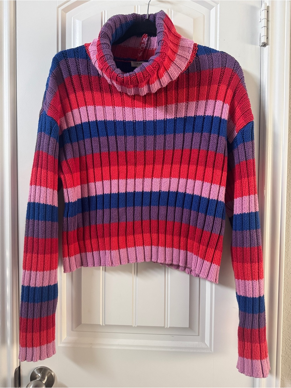 Glamorous Striped Turtleneck Sweater in rainbow festival dopamine retro